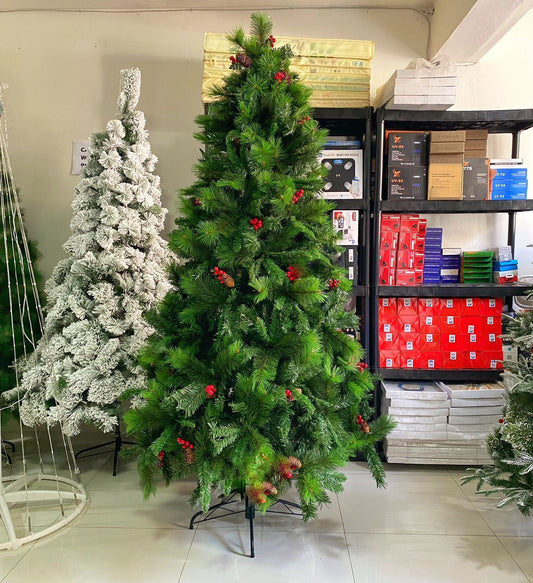 Árbol de navidad navideño premium 2.10m coposo mixto rama x rama con cerezos SZ1022B