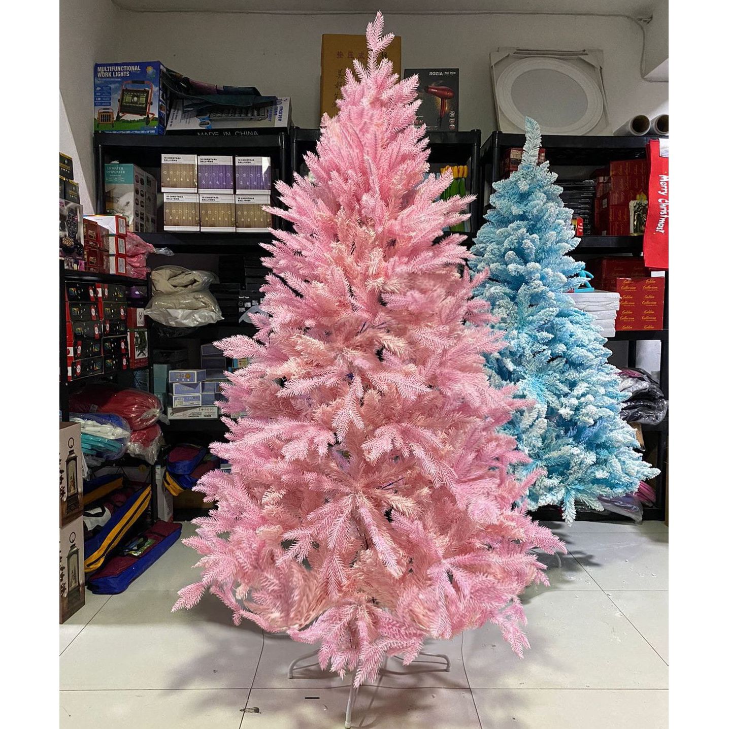 Arbol de navidad navideño rosado coposo premium 1.80m