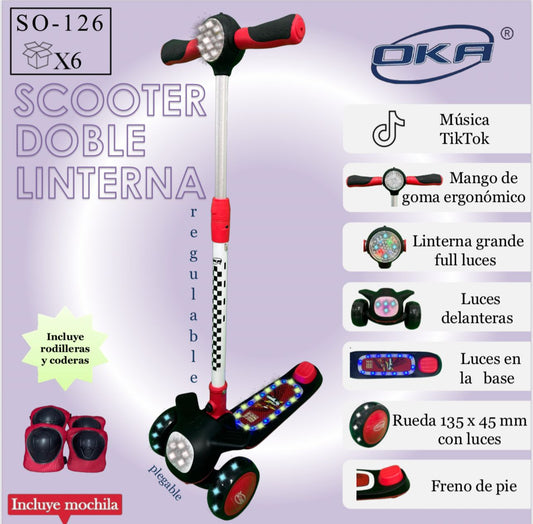 Scooter con luces y musical mango ergonómico regulable SO-126