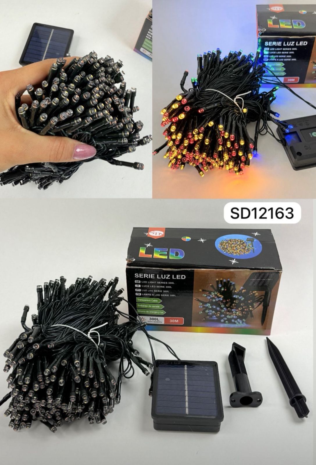 Luz luces de navidad con panel solar lineales 300 luces 30 metros