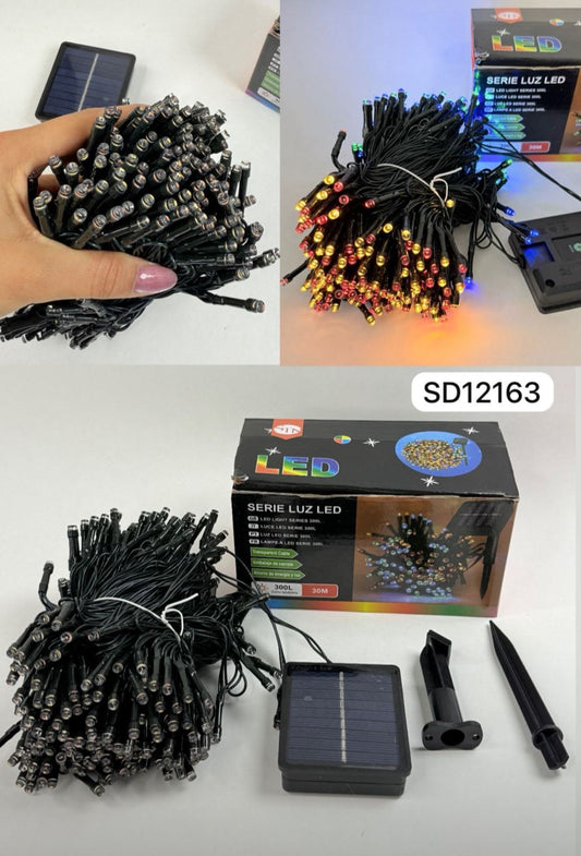 Luz luces de navidad con panel solar lineales 300 luces 30 metros