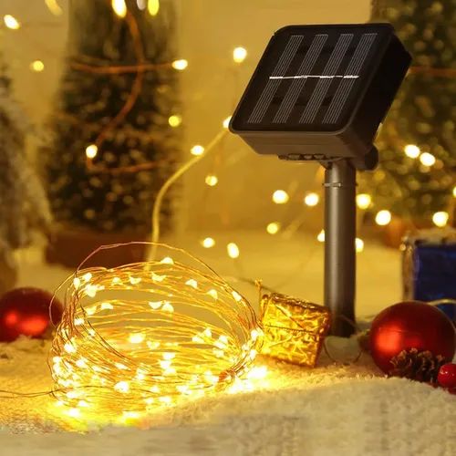 Luz Hada alambre con panel solar 10 metros lineal color dorado CLSD12034