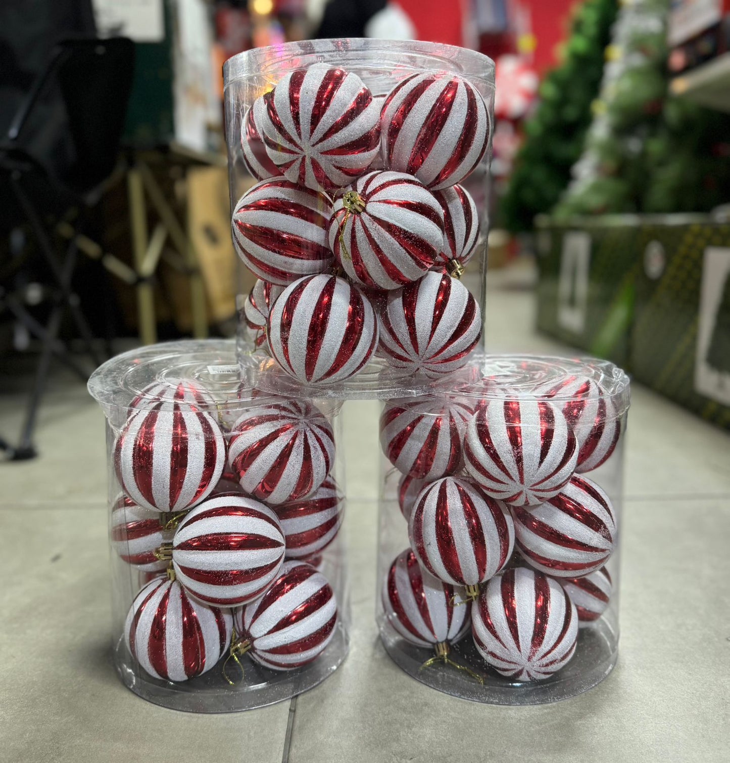 SETX12 ESFERAS NAVIDEÑAS COLOR ROJO Y BLANCO MA-LR8012-094 Diámetro 8cm