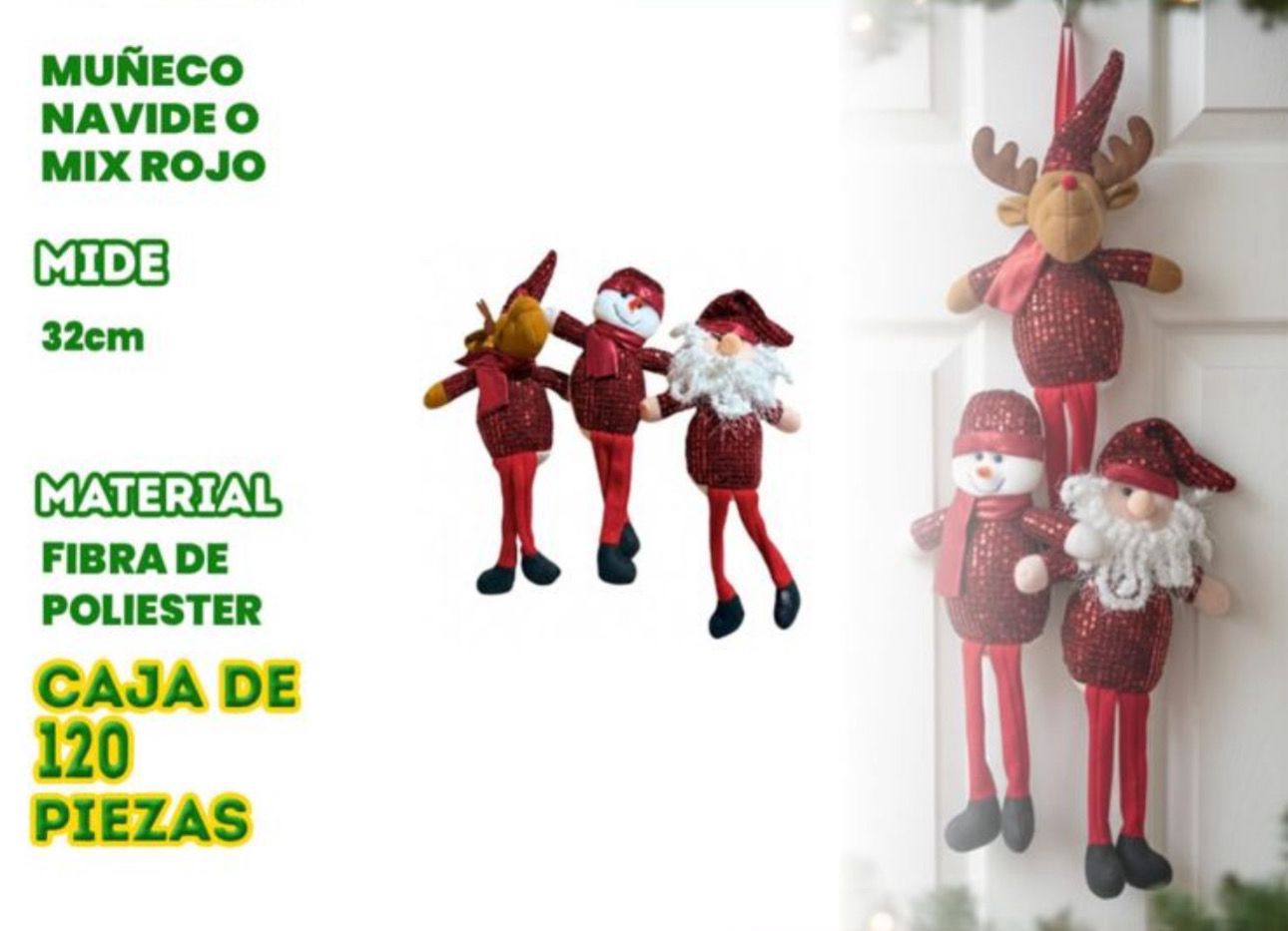 MUÑECO NAVIDEÑO MIX ROJO hombre de nieve papa Noel venado  GP-NA1140DEC