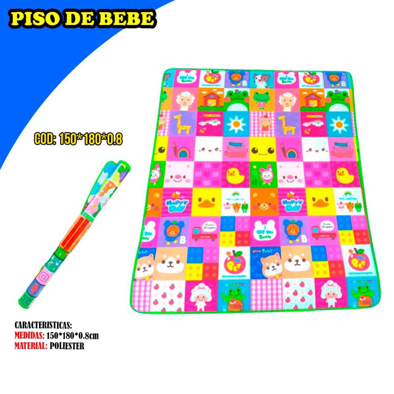 PISO TAPETE DE NIÑOS 150x180CM DIBUJOS EDUCATIVOS