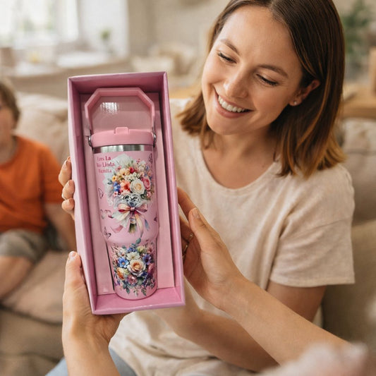 MINI TERMO DE ACERO DE 1 LITRO CON FLORES WY-BW100A