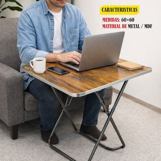 MESA PLEGABLE 60X60CM PORTABLE DE MADERA DD-6060-6