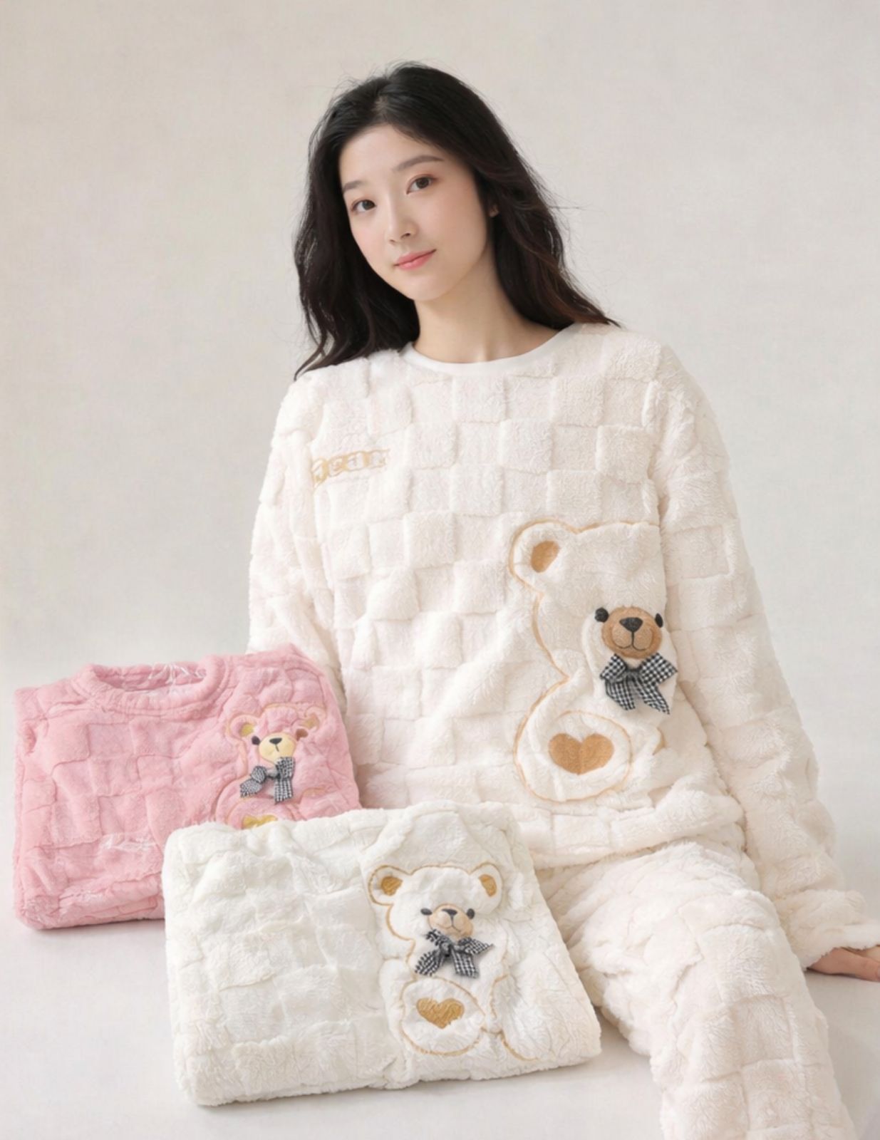PIJAMA DOS PIEZAS AFELPADO OSO CL-260115 TALLAS M/L - XL/XXL