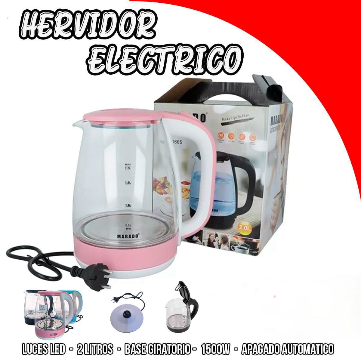 HERVIDOR PYREX 2 LITROS  CS-15 1500W CON LUCES LED