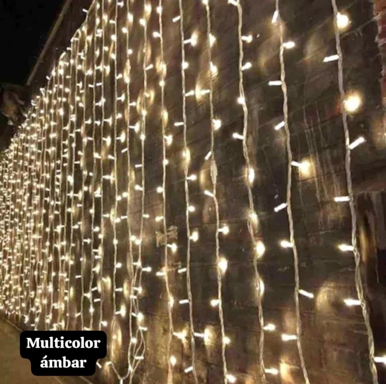 Luces para fachada tipo cortina 5M VERTICAL 3M HORIZONTAL color dorado 15 Tiras