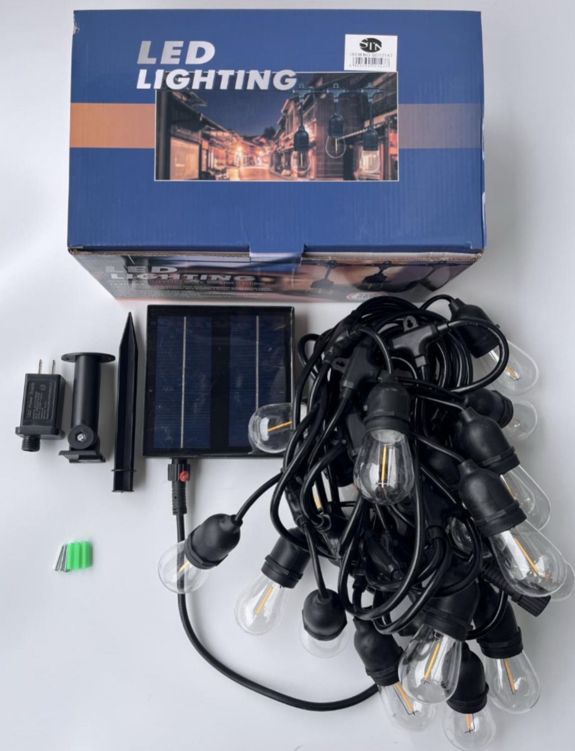 Guirnalda decorativa con panel solar y enchufe  10 metros 20 focos dorado SNSD12147