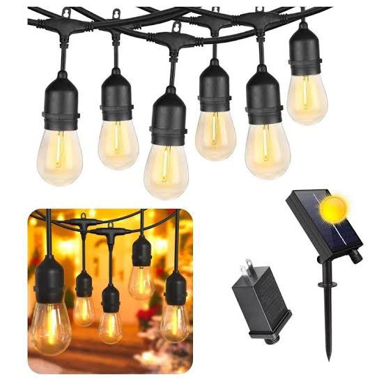 Guirnalda decorativa con panel solar y enchufe  10 metros 20 focos dorado SNSD12147