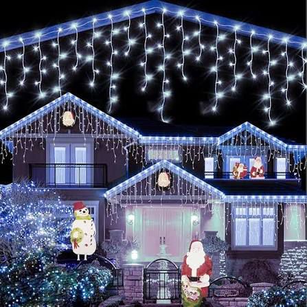 Luces de navidad tipo cascada 3.5m horizontal 60-70cm vertical fachada 100 focos CLSD107