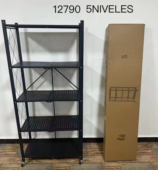 ESTANTE PLEGABLE DE METAL DE 5 PISOS ORGANIZADOR CON RUEDAS