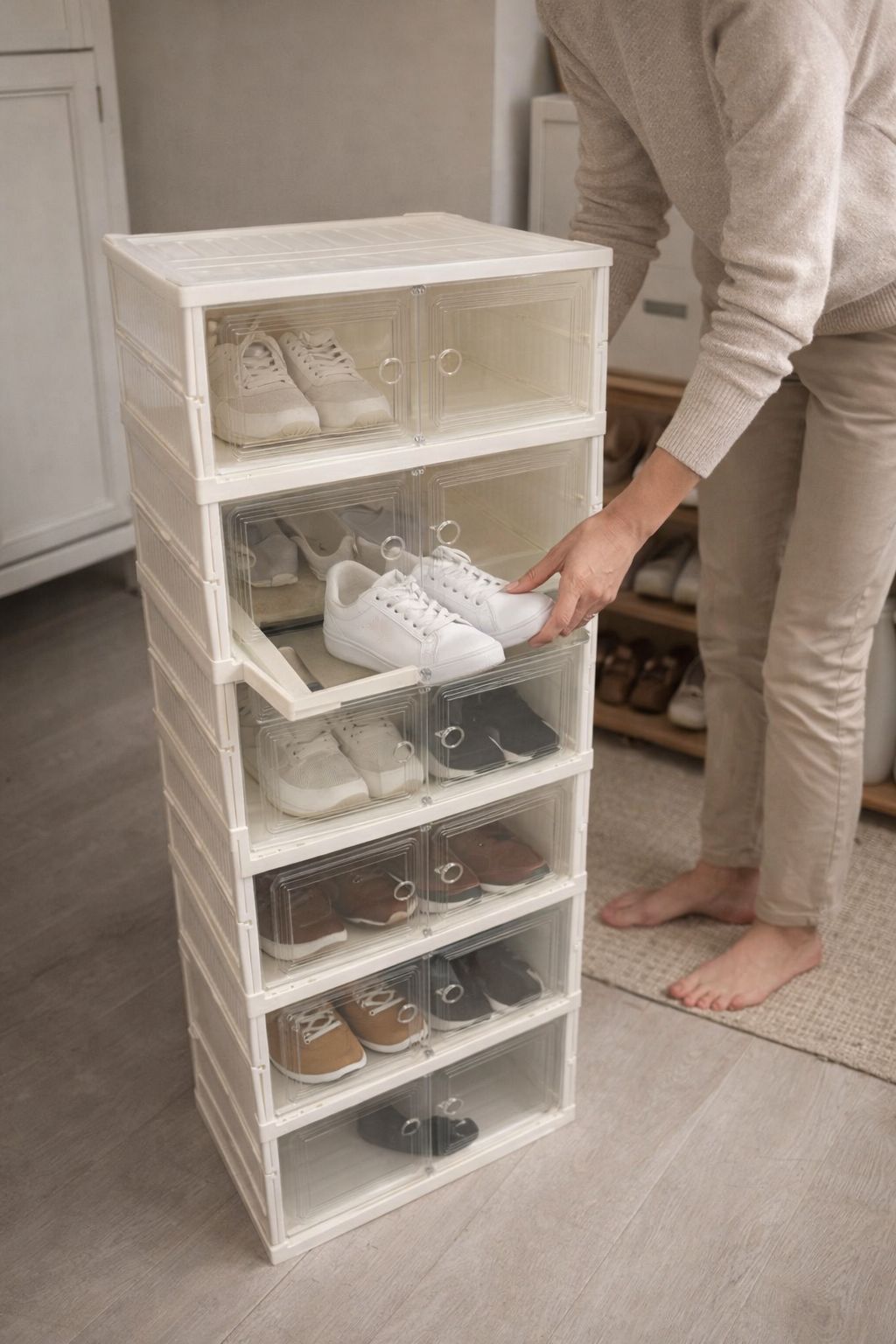 ZAPATERO PLEGABLE ACRILICO DOBLE 5 + 1 PISO YU-SJ-293-C