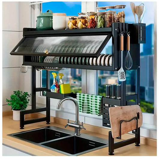 ESCURRIDOR ORGANIZADOR CON TAPA METAL CARBONIZADO INOXIDABLE