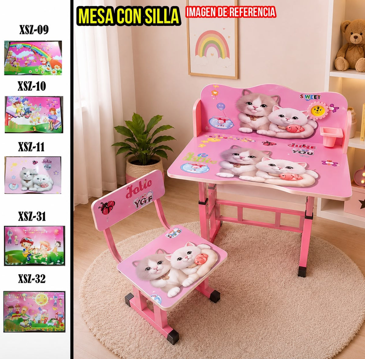 MESA + ESCRITORIO NIÑO AJUSTABLE