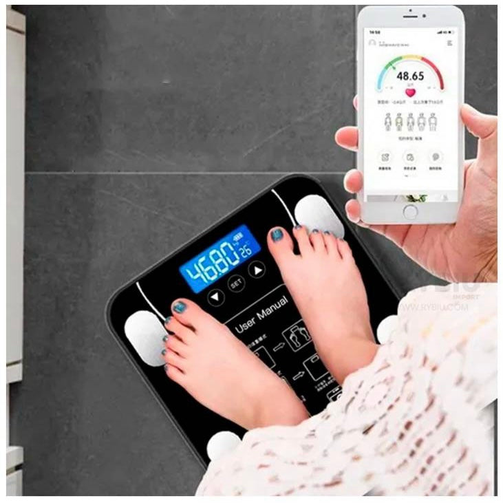 Báscula Digital inalámbrica con Bluetooth para baño, balanza de peso electrónica, Analizador de composición corporal, herramienta de precisión