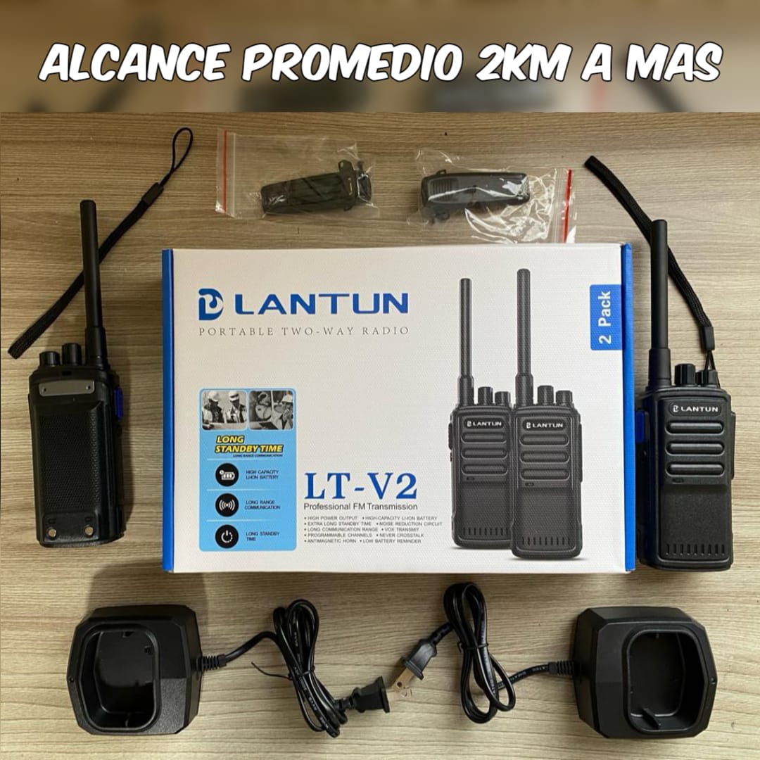 Radio walkie talkie LANTUN LT -V2 (2 Radios) Alcance promedio 2Km o mas