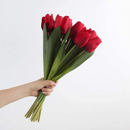 Ramo de 12 tulipanes artificiales realistas 42cm