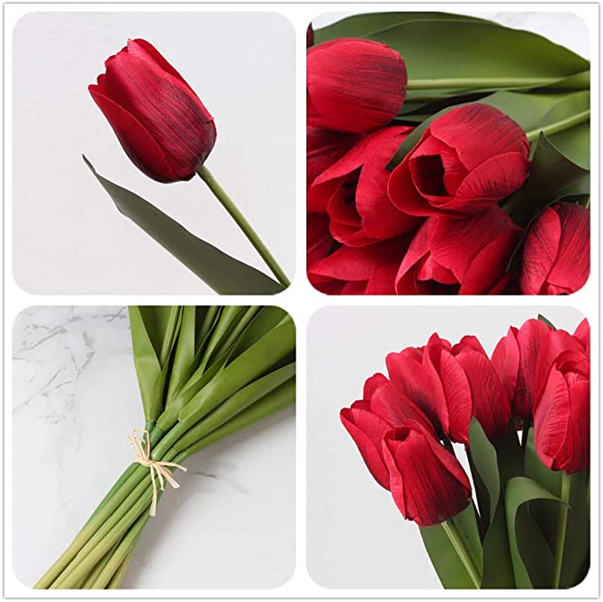 Ramo de 12 tulipanes artificiales realistas 42cm