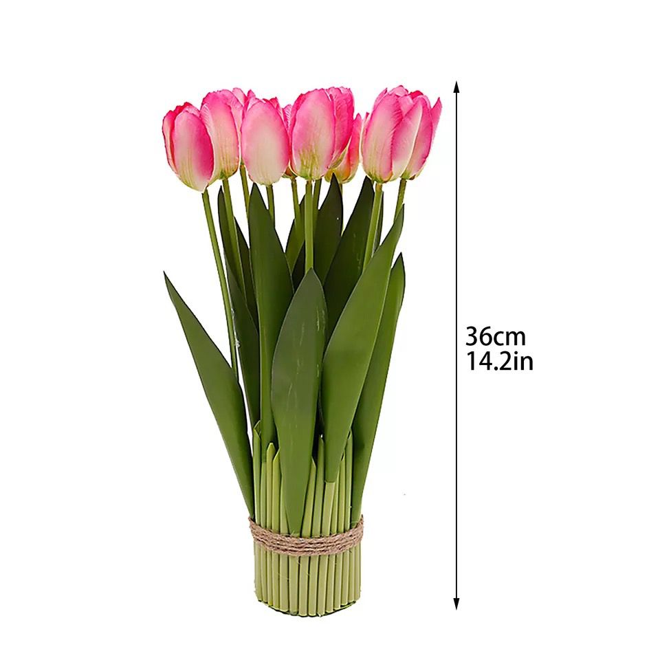 Tulipanes artificiales tacto real con base decoración 38cm