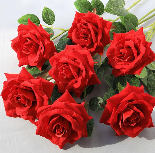 Rosa artificial tacto real con tallo 54cm