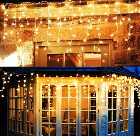 Luces de navidad tipo Cascada 3.5m horizontal decoración de ventana fachada 100 focos